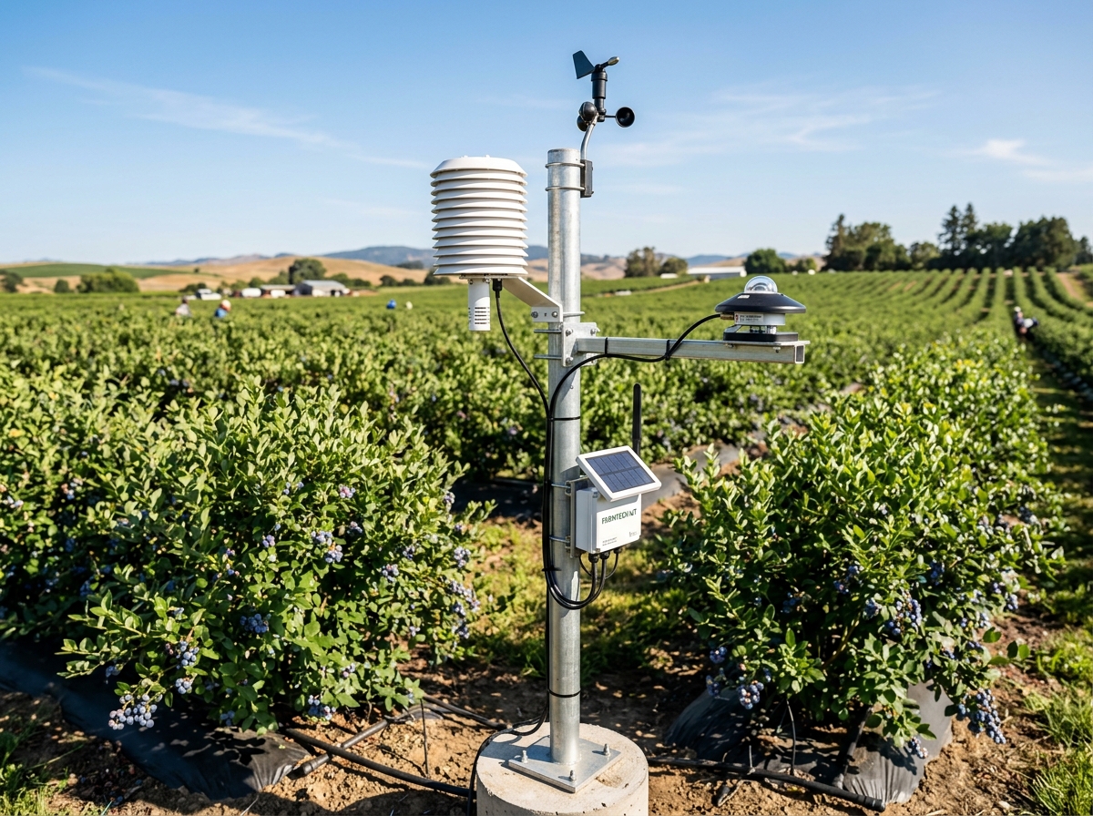 Estación agroclimática inteligente en cultivo de arándanos